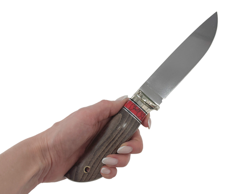 Нож Соболь, Bohler K340, рукоять ясень, кориан, мельхиор