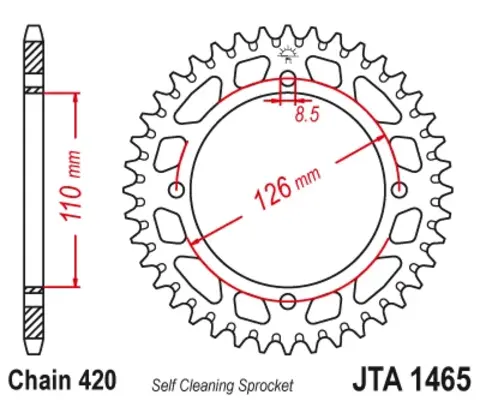 Звезда ведомая алюминиевая JTA1465 47BLK