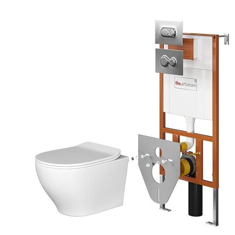 ArtCeram Ten 700.101.01 Комплект: унитаз + сиденье + инсталляция + 2 клавиши, цвет: белый, хром