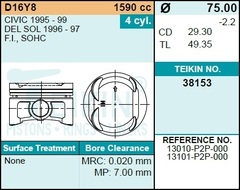 Поршень двигателя TEIKIN 38153 STD (4шт/упак)