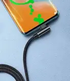 Кабель USB - Type C угловой быстрая зарядка 6A 66W 1,5 метра, нейлоновый провод шнур 1,5 м