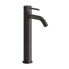 Gessi 316 54309#707 Смеситель для раковины на 1 отверстие, высокий, h=305мм, без донного клапана, излив 123мм, цвет: brushed black metal pvd фото