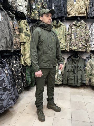 Костюм демисезонный Taygerr Матрица SoftShell Олива, до -5 °C, утеплённый флисом