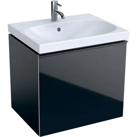 Geberit Acanto 500.609.16.1 Тумба под раковину, 59.5x53.5x47.5см, черный / лакированный матовый, черный / глянцевое стекло