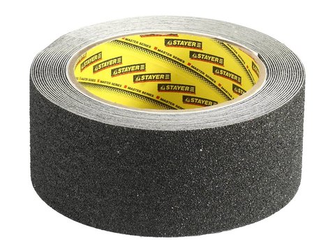 STAYER 50 мм, 5 м, черная, противоскользящая клейкая лента, Professional (12270-50-05)