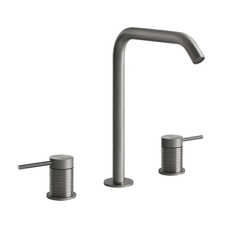 Gessi 316 54311#239 Смеситель для раковины на 3 отверстия, без донного клапана, излив 156мм, h=269мм, цвет: steel brushed фото