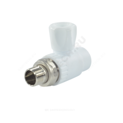 Кран шаровой PP-R белый Дн 20х1/2" НР прямой для радиатора RTP (РосТурПласт) 27853