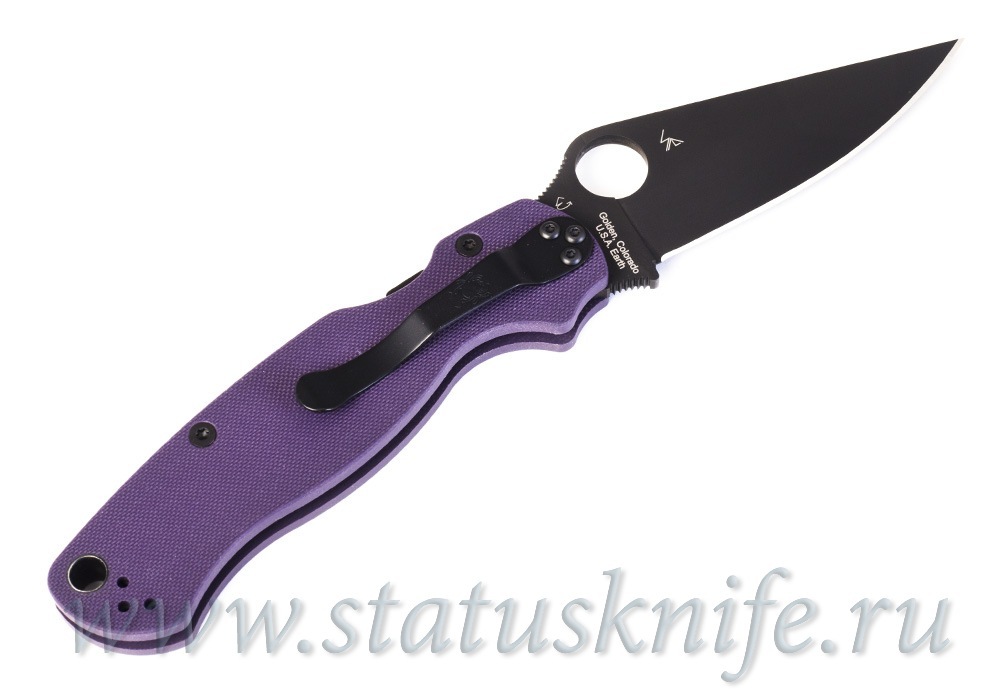 Нож Spyderco C81GPPRBK2 Paramilitary 2 Black Cru-Wear Purple G-10