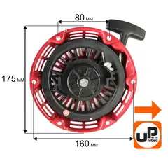 Стартер ручной UNITED PARTS для 168/170F, GX160/GX200, круглые метал. собачки (90-0498)