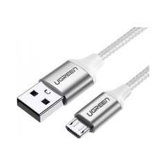 Кабель UGREEN US290 (60153) USB 2.0 A to Micro USB Cable Nickel Plating Aluminum Braid 2м белый/Silver