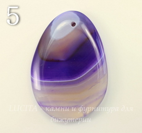 Подвеска Агат (тониров) с полосками (цвет - фиолетовый) (№5 (56х39 мм))