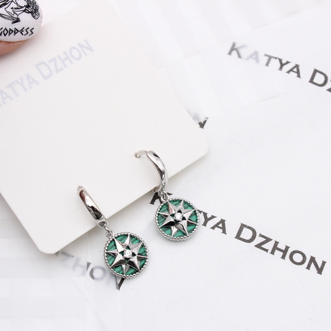 Серьги Katya Dzhon с полярной звездой, малахит