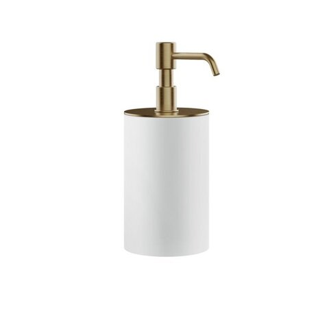 Gessi Rilievo 59537#726 Дозатор для жидкого мыла, настольный, колба белая, цвет warm bronze brushed pvd
