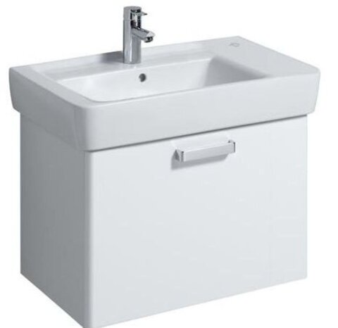 Geberit Renova Plan 879130000 Тумба под раковину, 67x46.3x47.2см, матовый белый / меламиновое покрытие, ультраглянцевый белый / пленочное покрытие