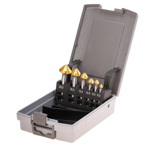 Набор зенковок 90° 6,3-20,5мм DIN335C 3z HSSE-Co5 TiALN 6шт H-Tools 102152FHT
