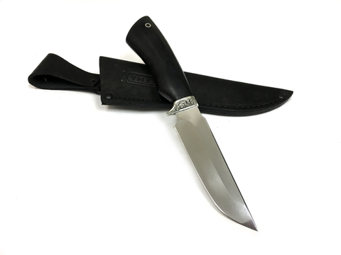 Нож Турист-2, 95Х18, чёрный граб, мельхиор, Lemax