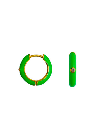 Серьги Конго, серебро 925, позолота 18k, зеленая эмаль