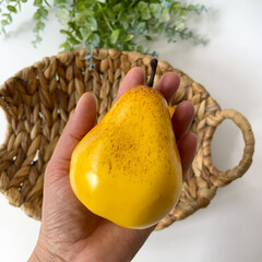Груша желтая, реалистичная, 8*9 см, муляж, пенопласт, набор 3 шт.