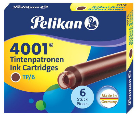 Картридж с чернилами Pelikan Ink 4001 TP/6, International Short, Brown (311928)