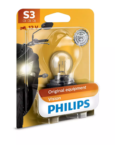 12008BW Лампа накаливания S3 Philips Vision Moto +30% - (блистер 1шт.)
