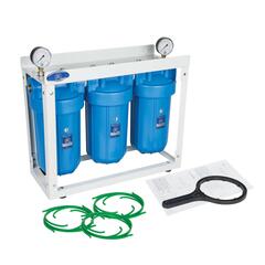 Фильтр Aquafilter из 3-х корпусов типа 10 ВВ на стеллаже HHBB10B (565)