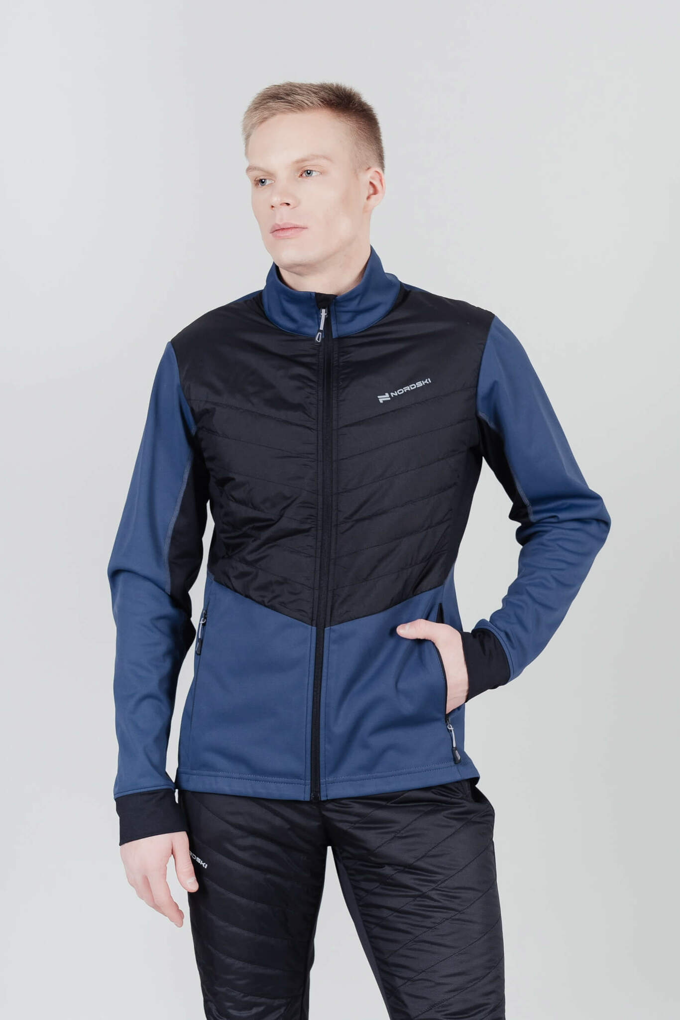 Мужская куртка для лыж и бега зимой Nordski Hybrid Pro blue-black - 8