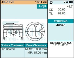 Поршень двигателя TEIKIN 46346 STD (4шт/упак)