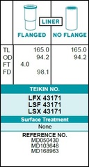 Гильза блока цилиндров TEIKIN LSX43171 (4шт/упак) не хонингованная