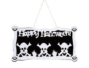 Баннер фетровый, Happy Halloween, Черепа, 46*22 см, 1 шт.