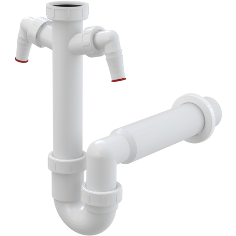 Alcaplast A82-DN50 Сифон трубчатый с накидной гайкой 6/4" и двумя подводками