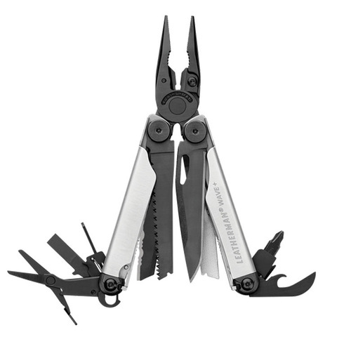 Мультитул Leatherman Wave Plus 100 mm, 17 функций, серебристый/чёрный (832622)