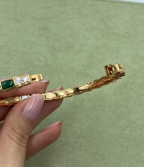 Браслет ЗМЕЯ -SERPENTI lux качество yellow VGOLD с вставками малахит