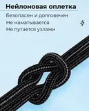 Кабель USB - Type C угловой быстрая зарядка 6A 66W 1,5 метра, нейлоновый провод шнур 1,5 м