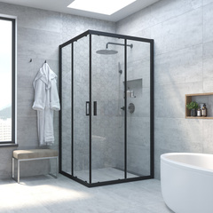 Vegas Glass ZA NOVO h2000 90 02М 01 Душевой уголок, профиль черный матовый, стекло прозрачное фото