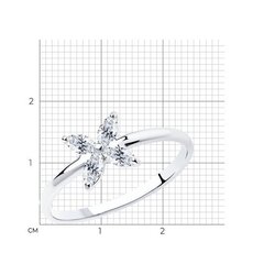 94012778 - Кольцо Маркиз из серебра 925 пробы с фианитами