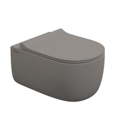 Berges 83216 Унитаз BERGES подвесной EGO XL матовый серый Rimless 54 см, сиденье EGO XL Slim SO матовый серый, микролифт , быстросъем фото