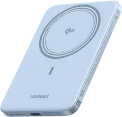 Внешний аккумулятор UGREEN PB580 (65840B) MagFlow Air тонкий 20W Magnetic 5000mAh, серебристо-голубой