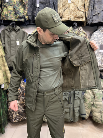 Костюм демисезонный Taygerr Матрица SoftShell Олива, до -5 °C, утеплённый флисом
