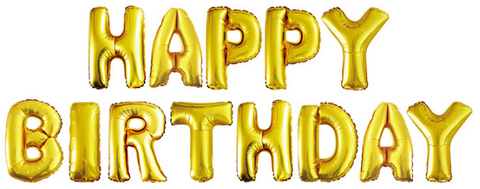 Шар К Надпись, Happy Birthday, Золото, 16''/41 см (под воздух)