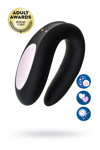 Многофункциональный стимулятор для пар Satisfyer Double Joy Connect App, силикон, чёрный, 9,14 см
