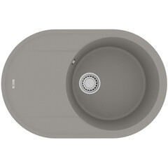 Lemark 9910057 Кухонная мойка Lemark LACHA 760 врезная овальная с крылом из кварцгранита цвет: Грей фото