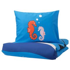 Комплект постельного белья IKEA BLAVINGAD (БЛОВИНГАД), Детский, Синий с рисунком, 150х200, 50х80 см