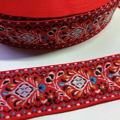 Тесьма жаккард, ш. 4 см, красный