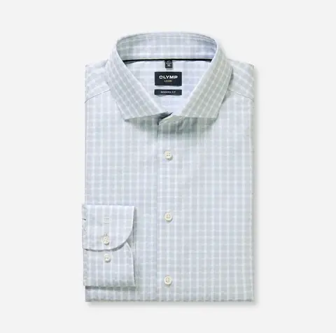 OLYMP LUXOR MODERN FIT Сорочка в клетку с технологией Non-Iron и сертификацией Oeko-Tex. Эко-линейка Green Choice