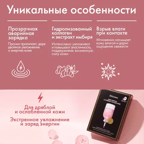 Увлажняющая тканевая маска с коллагеном JMSOLUTION WATER LUMINOUS S.O.S RINGER COLLAGEN MASK, 10 шт