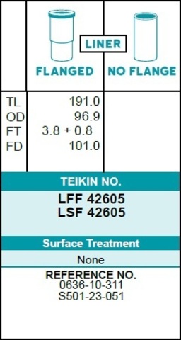 Гильза блока цилиндров TEIKIN LFF42605 (4шт/упак) хонингованная