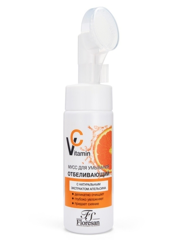 Флоресан VITAMIN C Мусс отбеливающий для умывания  с натуральным экстрактом апельсина, 170мл Ф-633