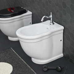 ArtCeram Hermitage HEB001 01 00 с царапинами Биде напольное пристенное 55*36см с 1 отв под смес с креплением, цвет белый (УЦЕНКА - ПРОДАЕМ со склада!) фото