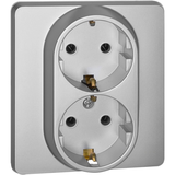 Розетка двойная с заземлением - Legrand Inspiria - без шторок в сборе 16А 250В винтовые зажимы - алюминий — фото 4