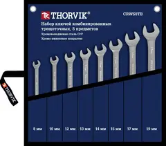 Thorvik CRWS8TB Набор ключей гаечных комбинированных трещоточных в сумке, 8-19 мм, 8 предметов 53471